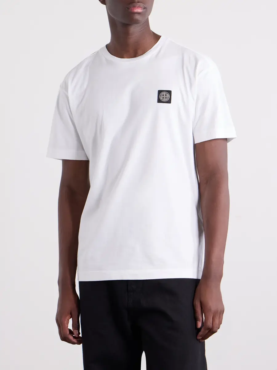 Stone Island Logo-Appliquéd Garment-Dyed Cotton-Jersey T-Shirt - Men | Thumbnail 3