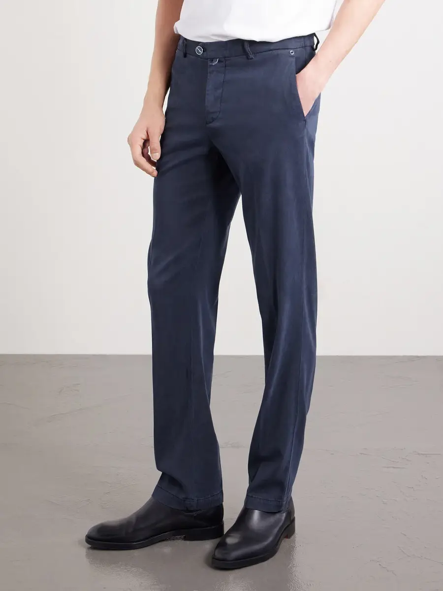 Kiton Straight-Leg Lyocell-Blend Twill Trousers - Men | Thumbnail 3