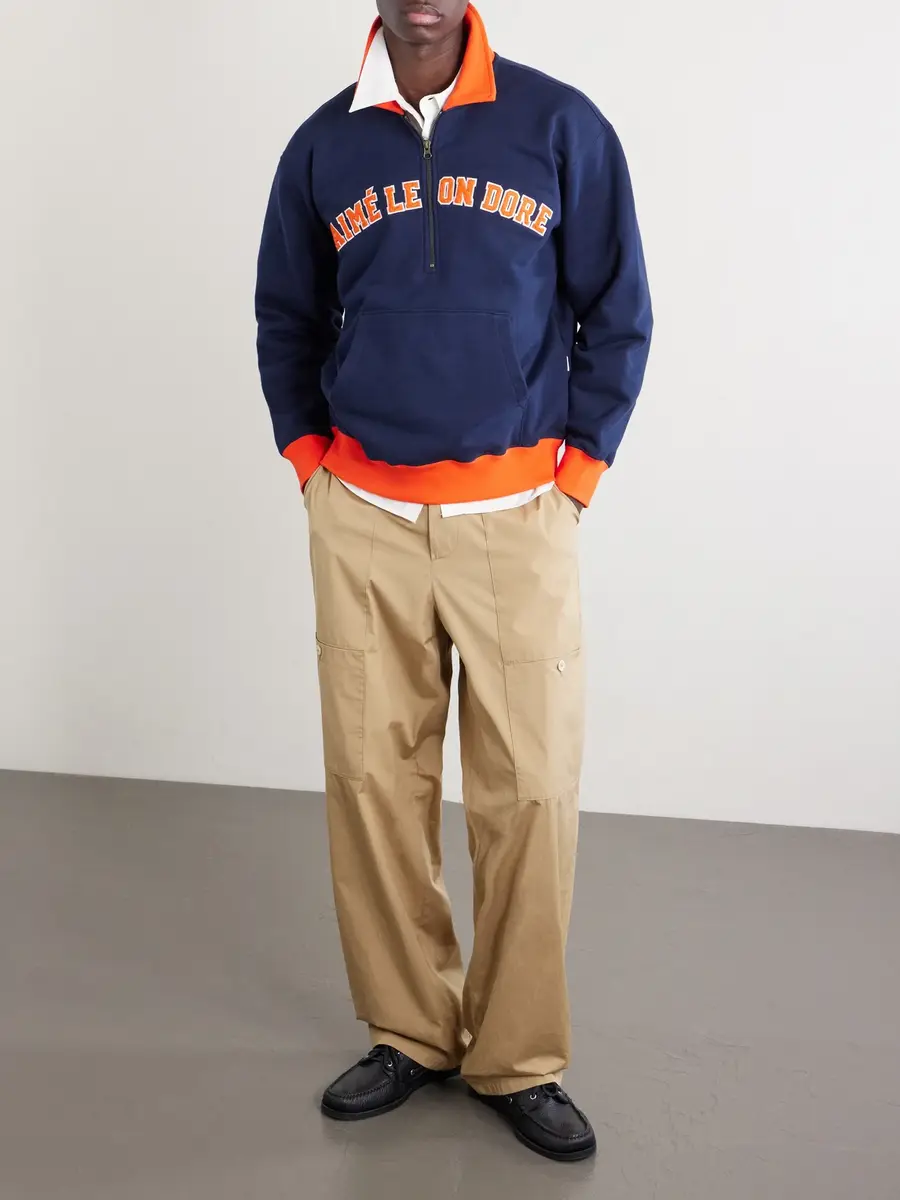 Aimé Leon Dore Logo-Embroidered Cotton-Jersey Half-Zip Sweatshirt - Men | Thumbnail 2