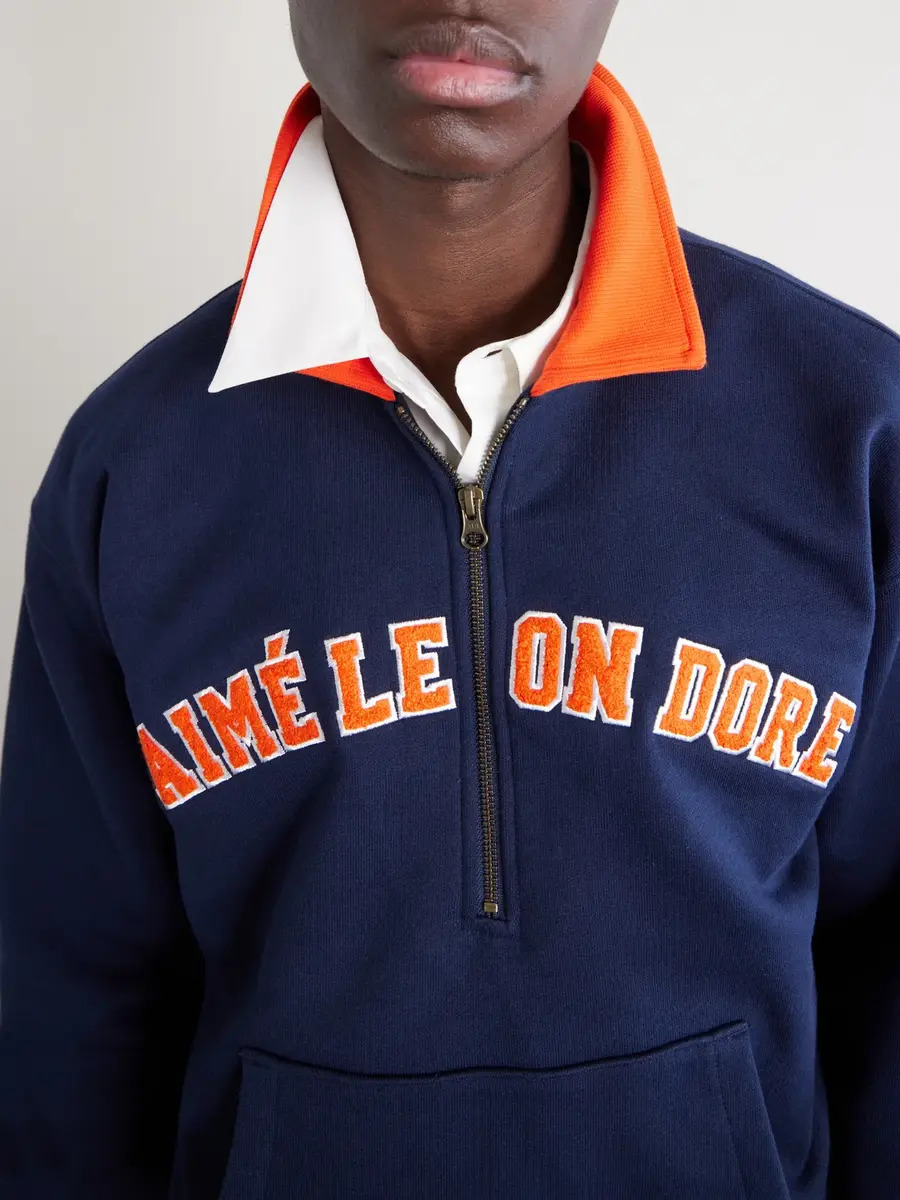 Aimé Leon Dore Logo-Embroidered Cotton-Jersey Half-Zip Sweatshirt - Men | Thumbnail 5
