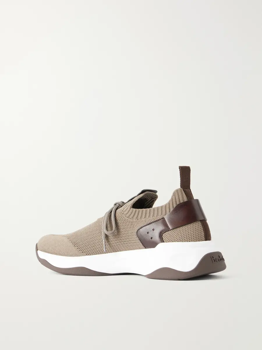 Berluti Shadow Leather-Trimmed Stretch-Knit Sneakers - Men | Thumbnail 4 Berluti Shadow Leather-Trimmed Stretch-Knit Sneakers - Men | Thumbnail 4