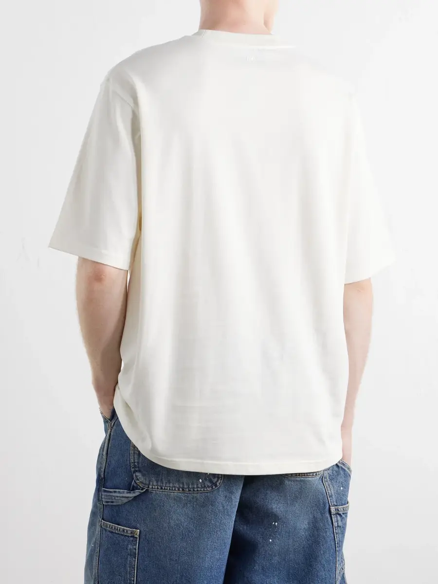 AMI PARIS Logo-Embroidered Cotton-Jersey T-Shirt - Men | Thumbnail 4
