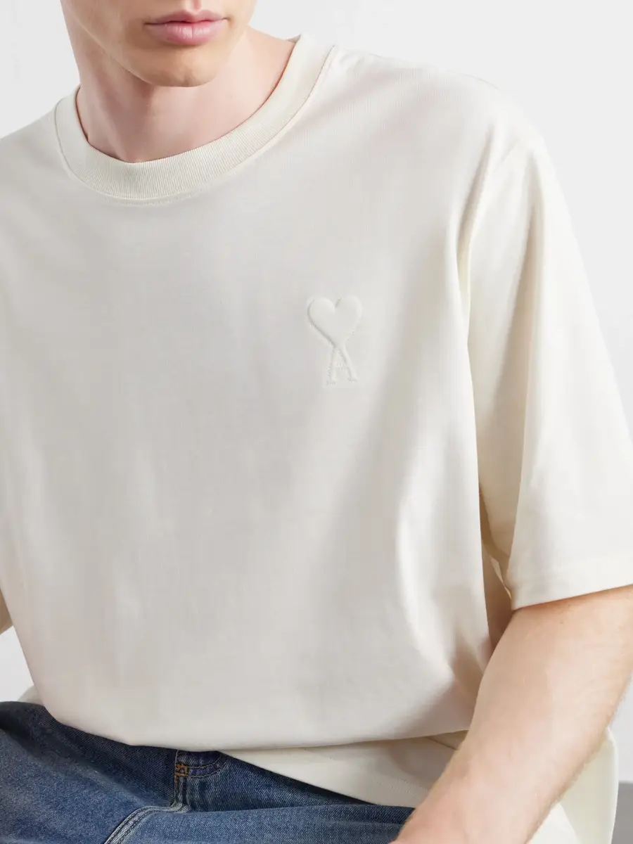 AMI PARIS Logo-Embroidered Cotton-Jersey T-Shirt - Men | Thumbnail 5