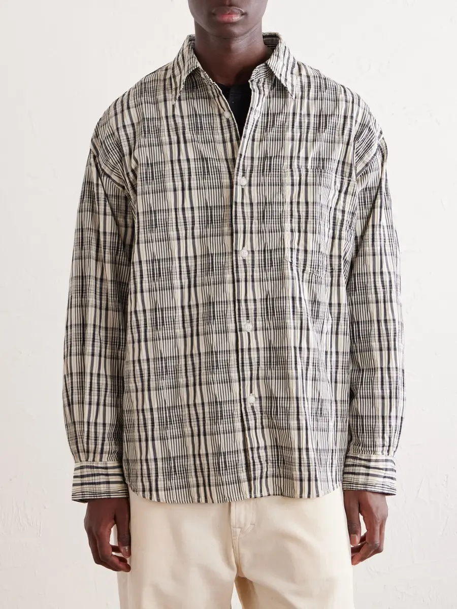 FrizmWORKS Striped Crinkled Cotton-Blend Shirt - Men | Thumbnail 3 FrizmWORKS Striped Crinkled Cotton-Blend Shirt - Men | Thumbnail 3