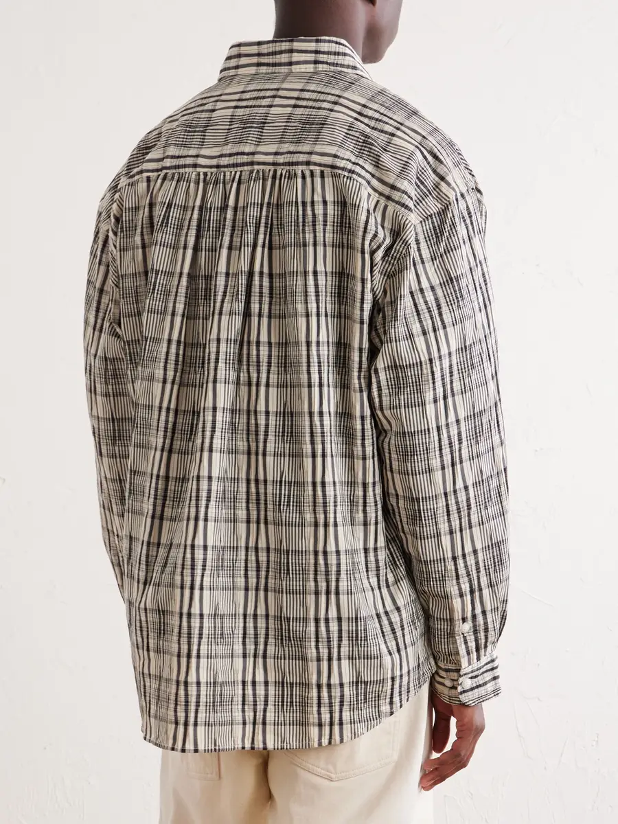 FrizmWORKS Striped Crinkled Cotton-Blend Shirt - Men | Thumbnail 4 FrizmWORKS Striped Crinkled Cotton-Blend Shirt - Men | Thumbnail 4