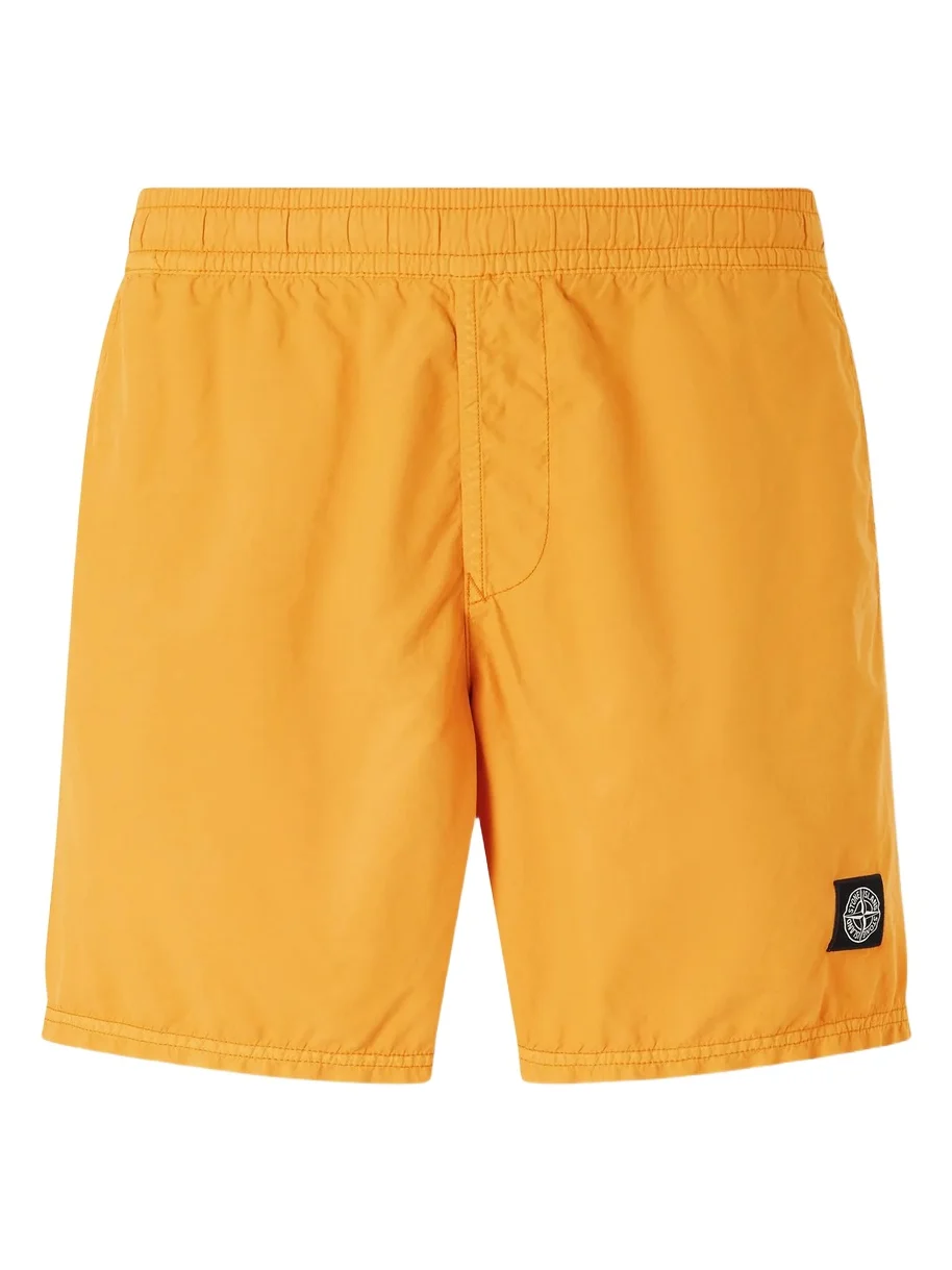 Stone Island Straight-Leg Mid-Length Logo-Print Shell Swim Shorts - Men