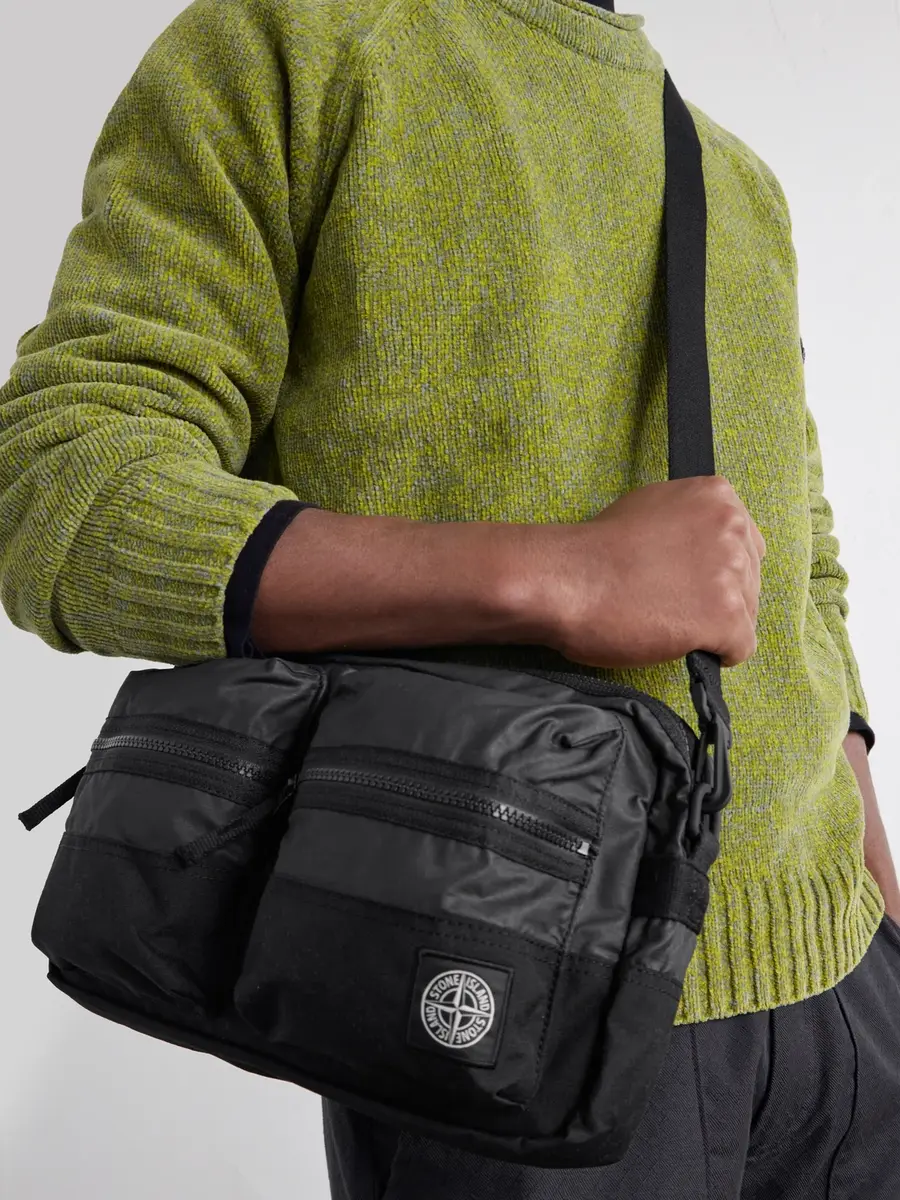 Stone Island Logo-Appliquéd Double-Coated Cotton-Ripstop Messenger Bag - Men | Thumbnail 3