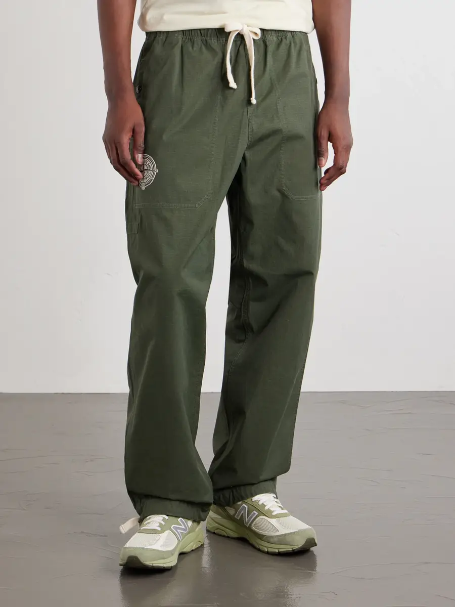 Stone Island New Balance Straight-Leg Logo-Print Cotton-Ripstop Trousers - Men | Thumbnail 3