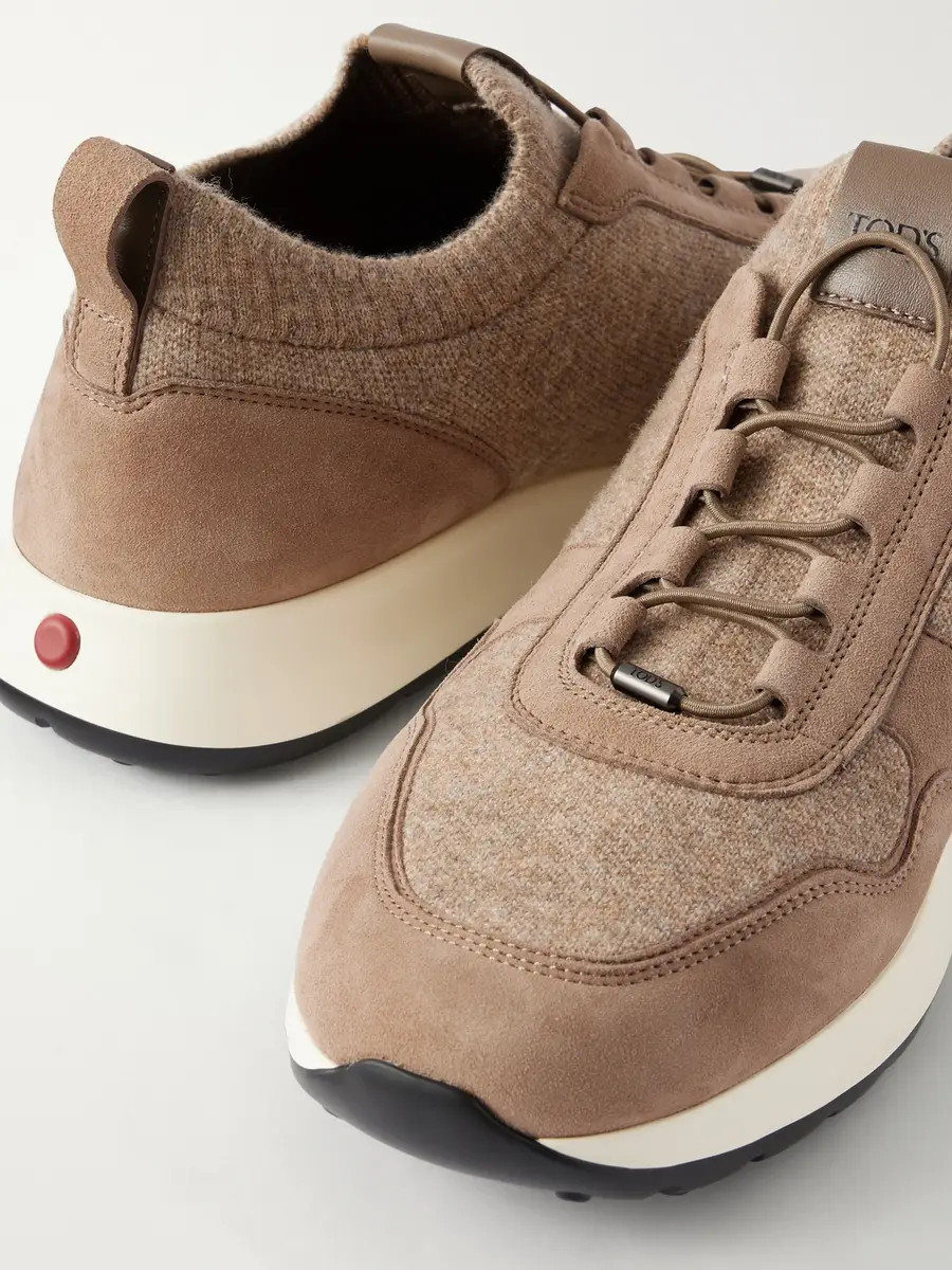 Tod's Suede-Trimmed Wool-Knit Sneakers - Men | Thumbnail 5