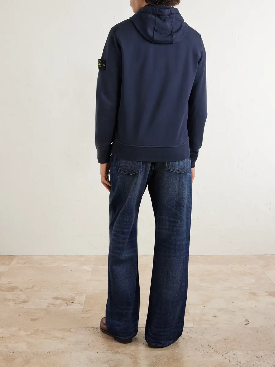 Stone Island Garment-Dyed Organic Cotton-Fleece Hoodie - Men | Thumbnail 4