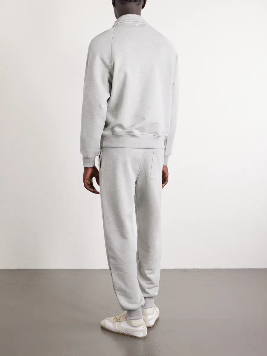 AMI PARIS Logo-Embroidered Cotton-French Terry Half-Zip Sweater - Men | Thumbnail 4