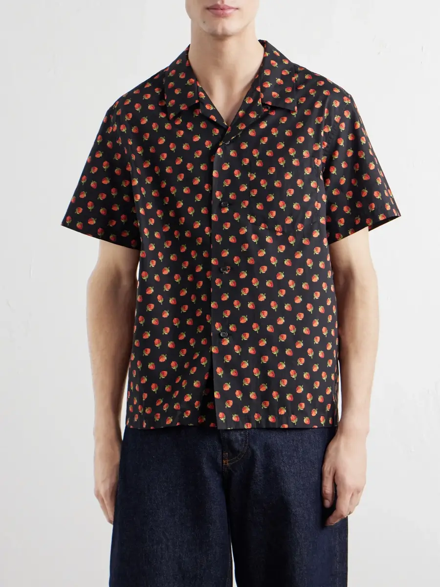 JW Anderson Camp-Collar Printed Cotton Shirt - Men | Thumbnail 3