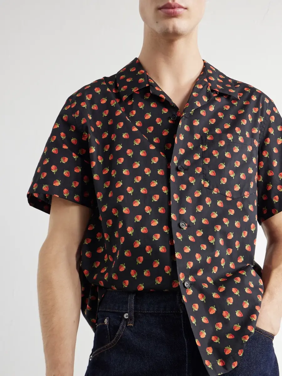 JW Anderson Camp-Collar Printed Cotton Shirt - Men | Thumbnail 5