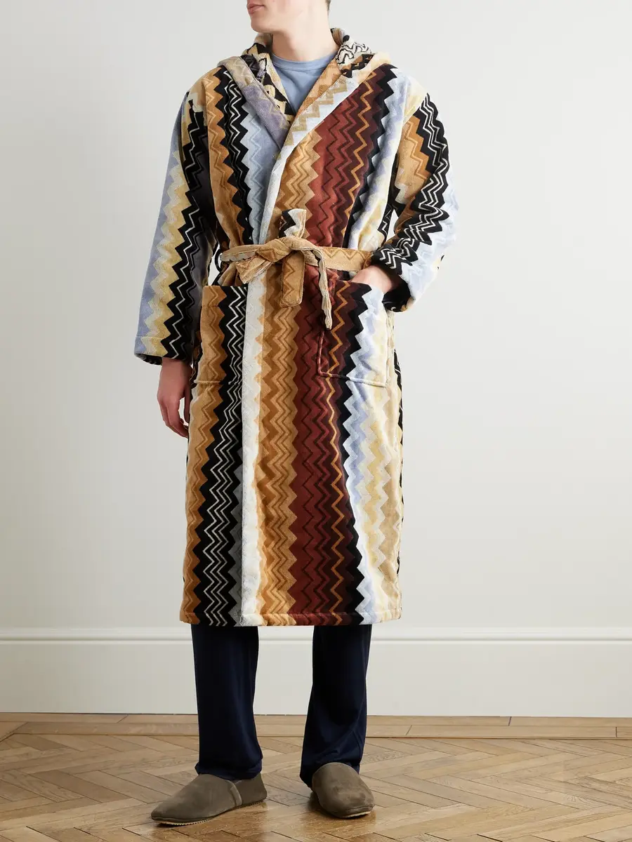 Missoni Home Giacomo Striped Cotton-Terry Hooded Robe - Men | Thumbnail 2