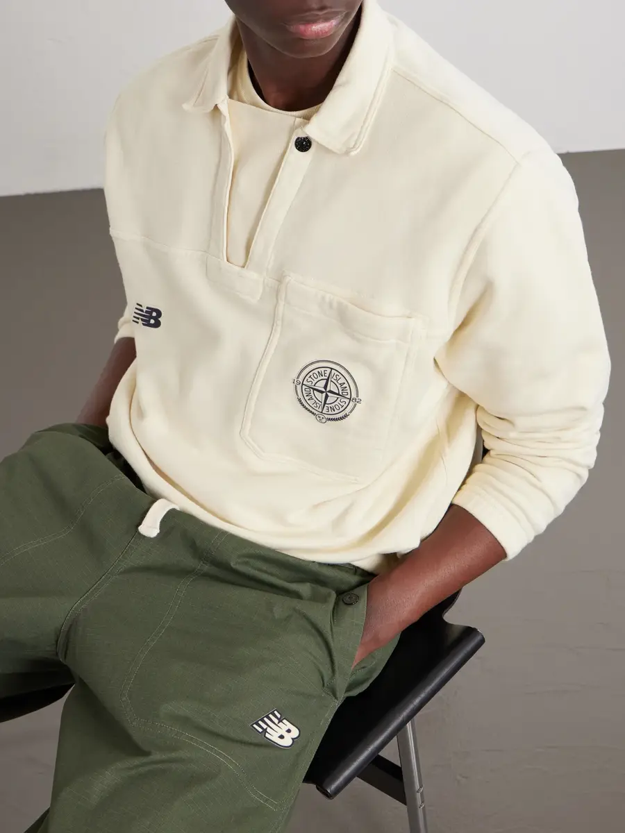 Stone Island New Balance Logo-Print Cotton-Jersey Polo Sweater - Men | Thumbnail 5 Stone Island New Balance Logo-Print Cotton-Jersey Polo Sweater - Men | Thumbnail 5