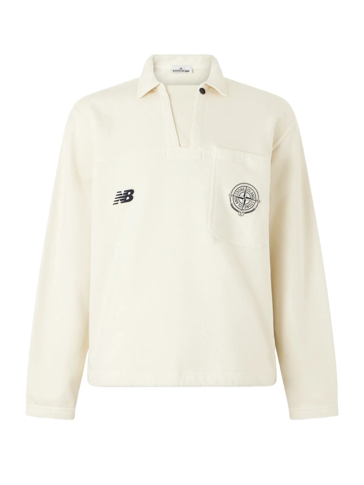 New Balance Logo-Print Cotton-Jersey Polo Sweater - Men New Balance Logo-Print Cotton-Jersey Polo Sweater - Men