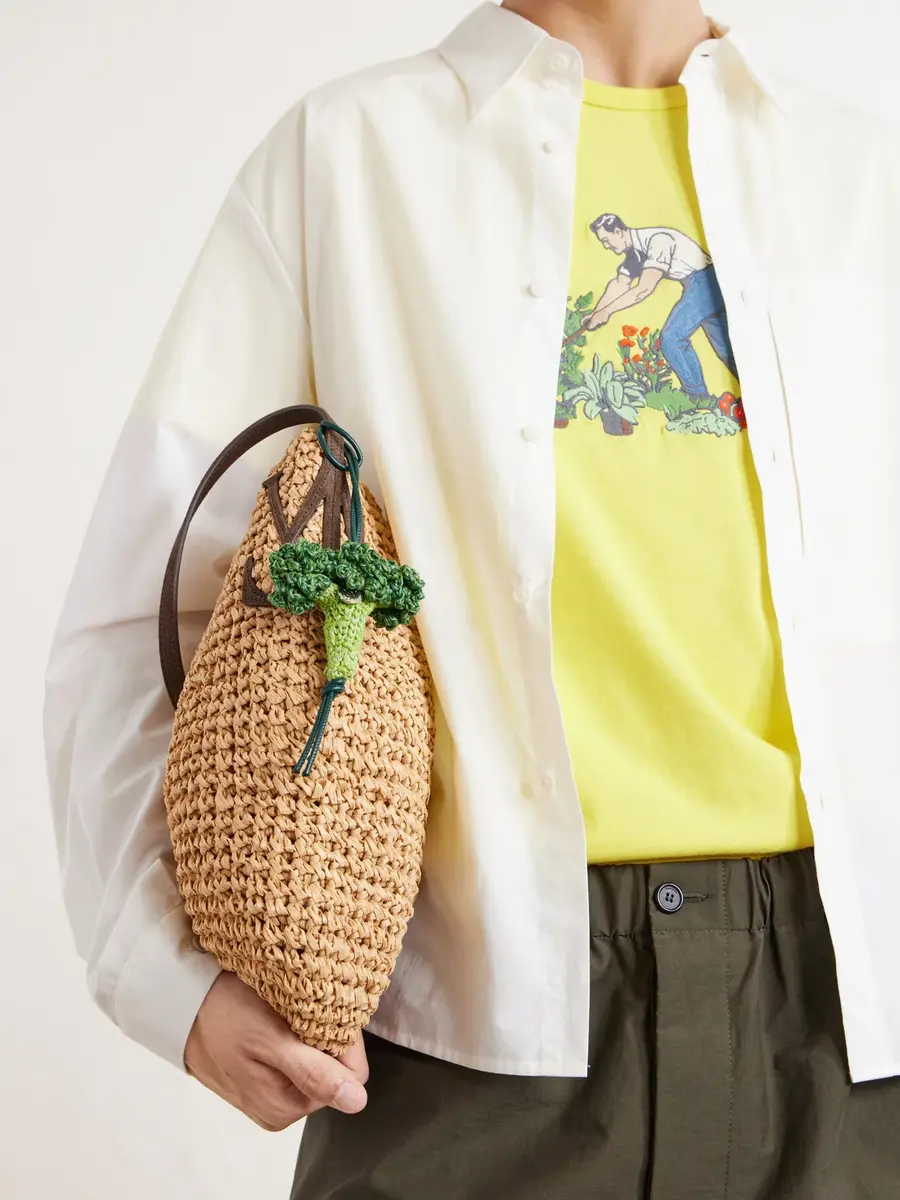 JW Anderson Broccoli Crochet-Knit Cotton and Leather Bag Charm - Men | Thumbnail 2 JW Anderson Broccoli Crochet-Knit Cotton and Leather Bag Charm - Men | Thumbnail 2