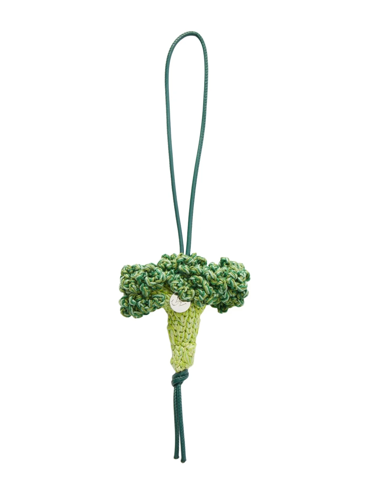 JW Anderson Broccoli Crochet-Knit Cotton and Leather Bag Charm - Men