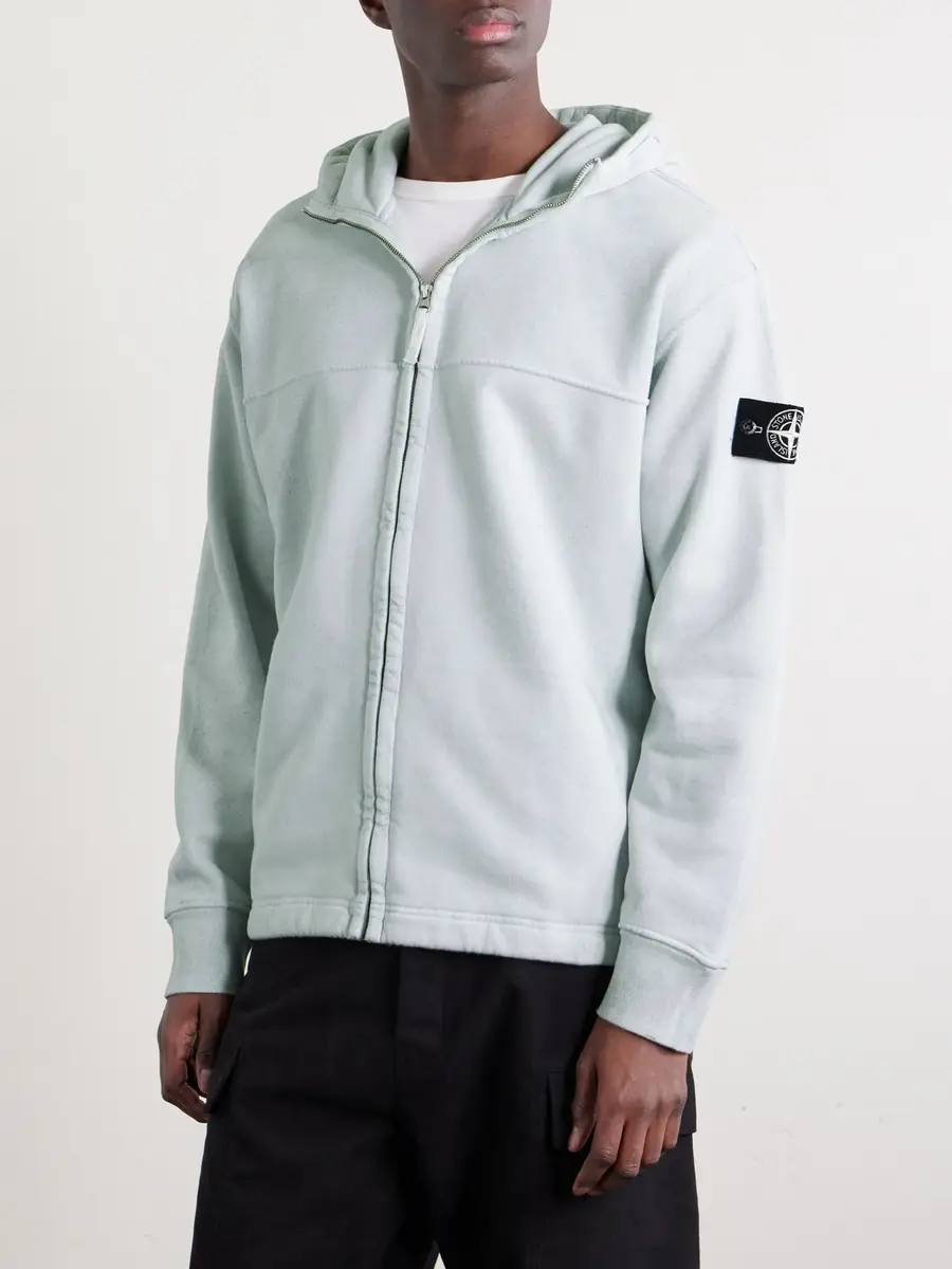 Stone Island Logo-Appliquéd Reflective Cotton-Jersey Zip-Up Hoodie - Men | Thumbnail 3 Stone Island Logo-Appliquéd Reflective Cotton-Jersey Zip-Up Hoodie - Men | Thumbnail 3