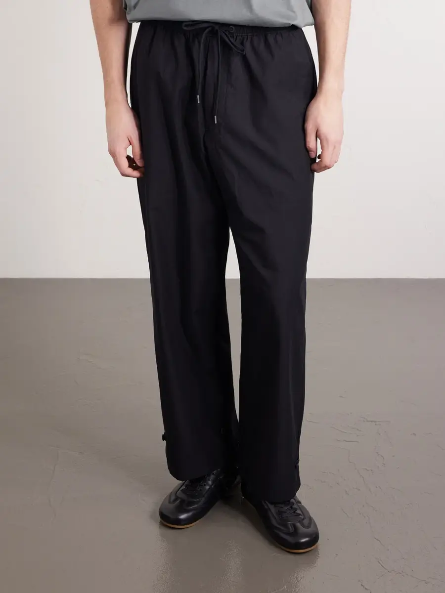 ATON Wide-Leg Cotton-Blend Gabardine Drawstring Trousers - Men | Thumbnail 3 ATON Wide-Leg Cotton-Blend Gabardine Drawstring Trousers - Men | Thumbnail 3