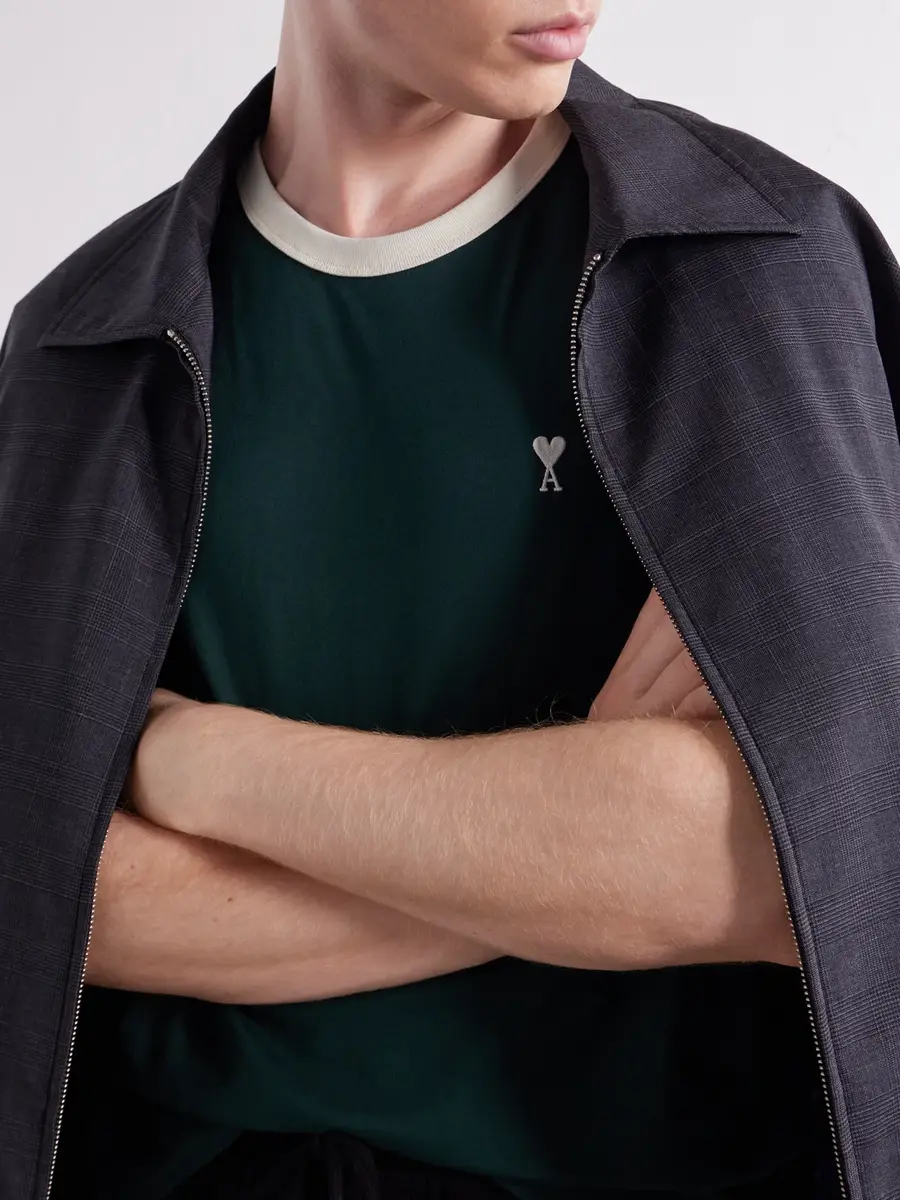 AMI PARIS Logo-Embroidered Cotton-Jersey T-Shirt - Men | Thumbnail 5