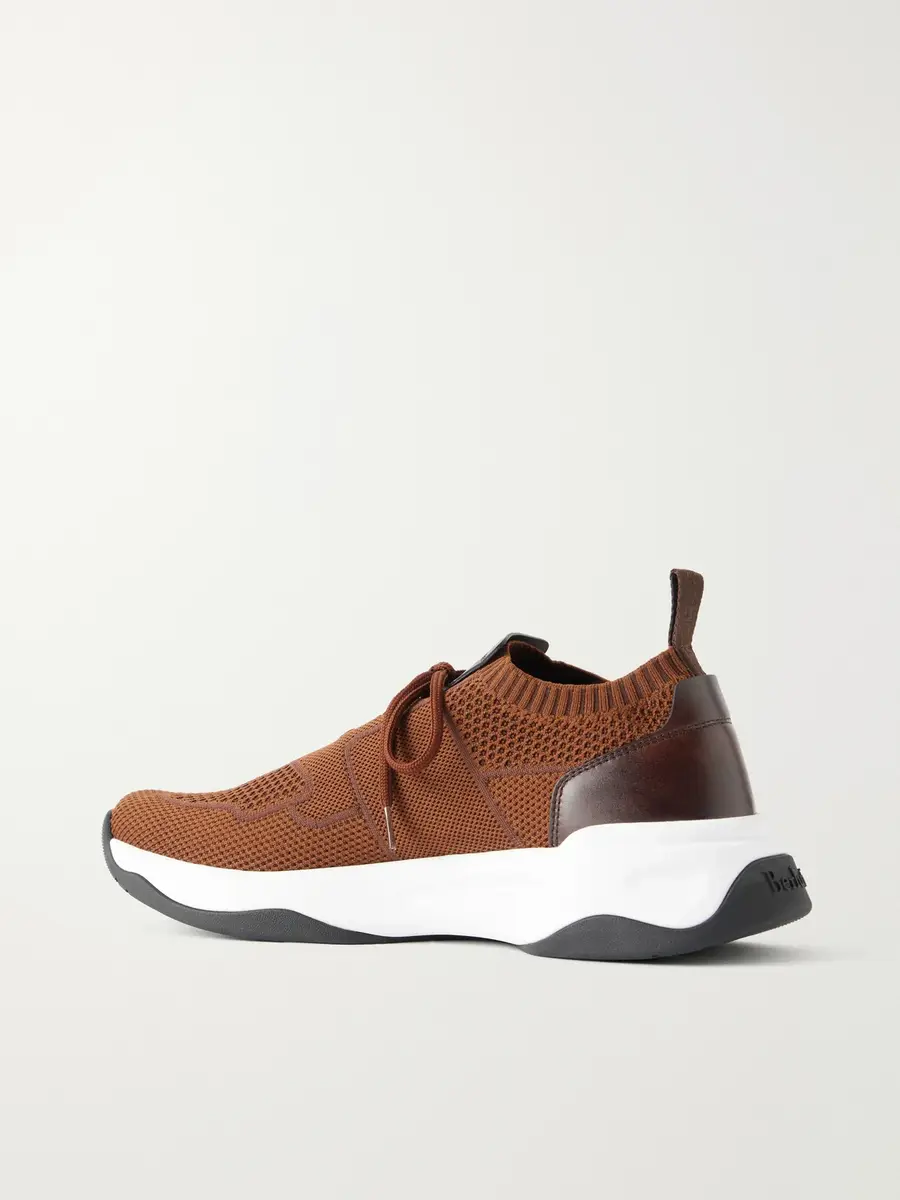 Berluti Shadow Leather-Trimmed Stretch-Knit Sneakers - Men | Thumbnail 4 Berluti Shadow Leather-Trimmed Stretch-Knit Sneakers - Men | Thumbnail 4