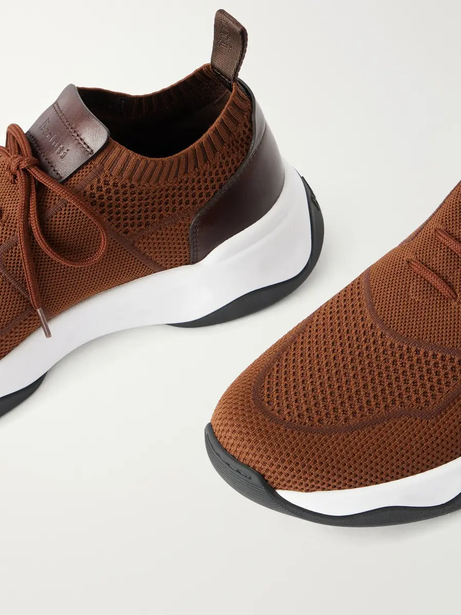 Berluti Shadow Leather-Trimmed Stretch-Knit Sneakers - Men | Thumbnail 5 Berluti Shadow Leather-Trimmed Stretch-Knit Sneakers - Men | Thumbnail 5