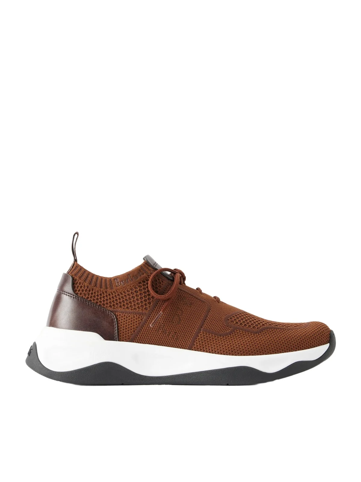 Berluti Shadow Leather-Trimmed Stretch-Knit Sneakers - Men