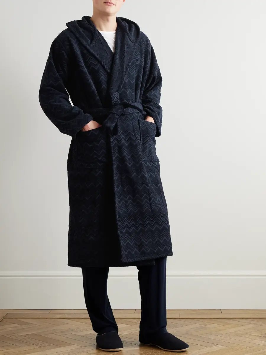 Missoni Home Chalk Striped Cotton-Terry Jacquard Hooded Robe - Men | Thumbnail 2 Missoni Home Chalk Striped Cotton-Terry Jacquard Hooded Robe - Men | Thumbnail 2