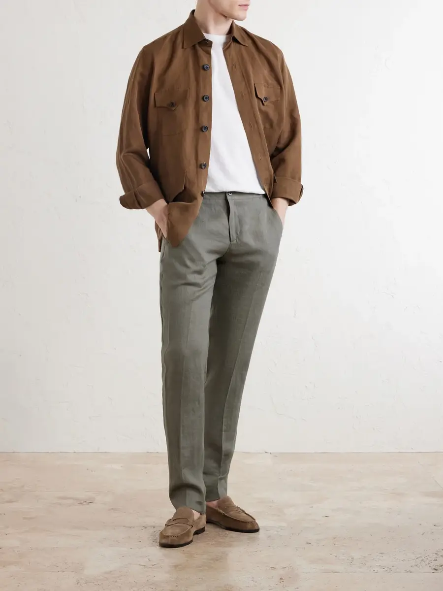 Kiton Tapered Linen Trousers - Men | Thumbnail 2 Kiton Tapered Linen Trousers - Men | Thumbnail 2