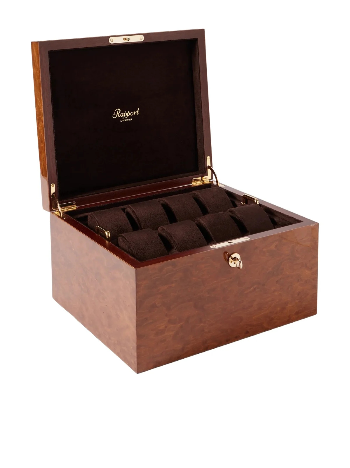 Rapport London Heritage Burr Walnut 16-Piece Watch Box - Men