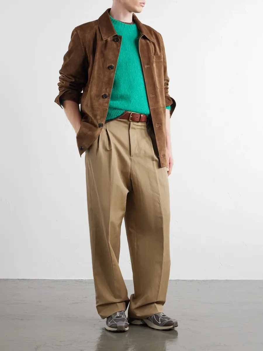 AMI PARIS Carrot Straight-Leg Pleated Cotton and Linen-Blend Trousers - Men | Thumbnail 2
