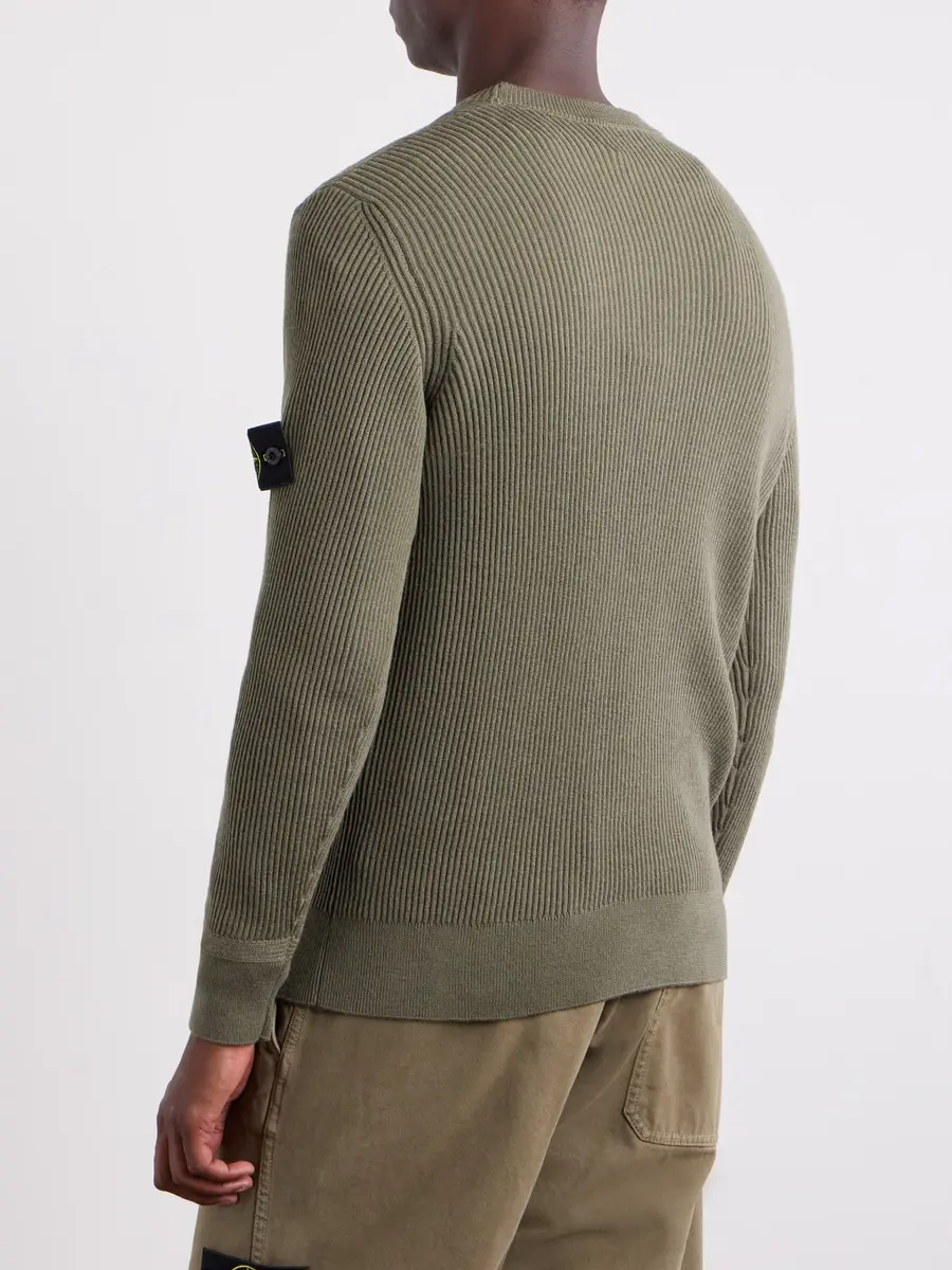 Stone Island Logo-Appliquéd Full Rib RWS Wool Sweater - Men | Thumbnail 4 Stone Island Logo-Appliquéd Full Rib RWS Wool Sweater - Men | Thumbnail 4
