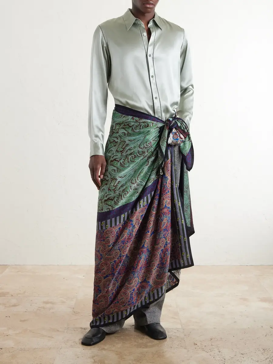 Dries Van Noten Flora Printed Satin Scarf - Men | Thumbnail 5 Dries Van Noten Flora Printed Satin Scarf - Men | Thumbnail 5