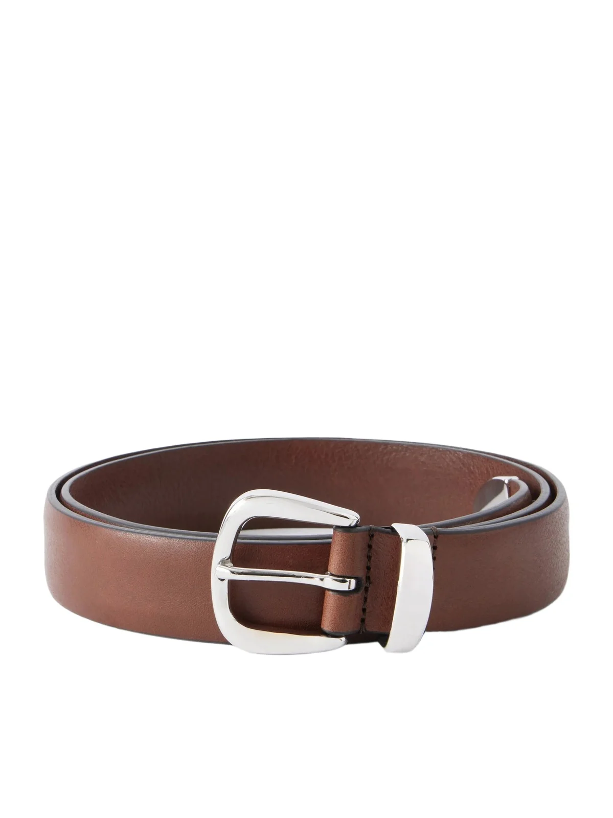 2cm Silver-Tone and Leather Belt - Men