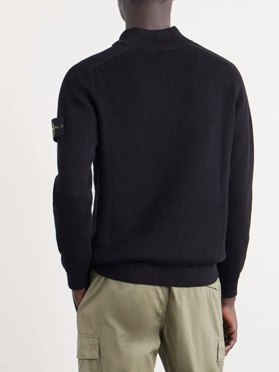 Stone Island Ribbed-Knit Organic Cotton Half-Zip Sweater - Men | Thumbnail 4 Stone Island Ribbed-Knit Organic Cotton Half-Zip Sweater - Men | Thumbnail 4