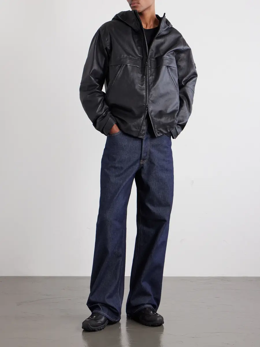 Stone Island Hooded Logo-Appliquéd Leather-Organza Jacket - Men | Thumbnail 2 Stone Island Hooded Logo-Appliquéd Leather-Organza Jacket - Men | Thumbnail 2