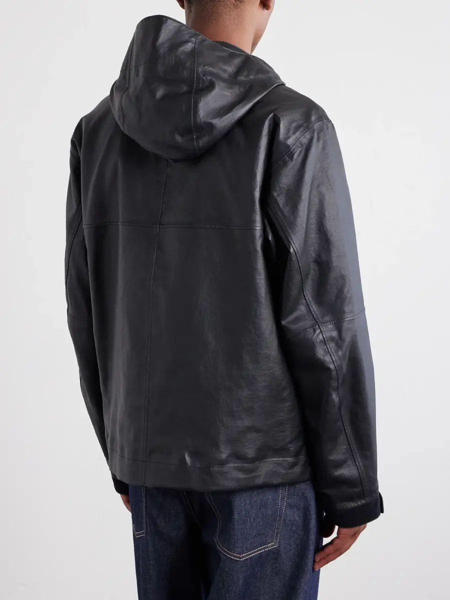 Stone Island Hooded Logo-Appliquéd Leather-Organza Jacket - Men | Thumbnail 4 Stone Island Hooded Logo-Appliquéd Leather-Organza Jacket - Men | Thumbnail 4