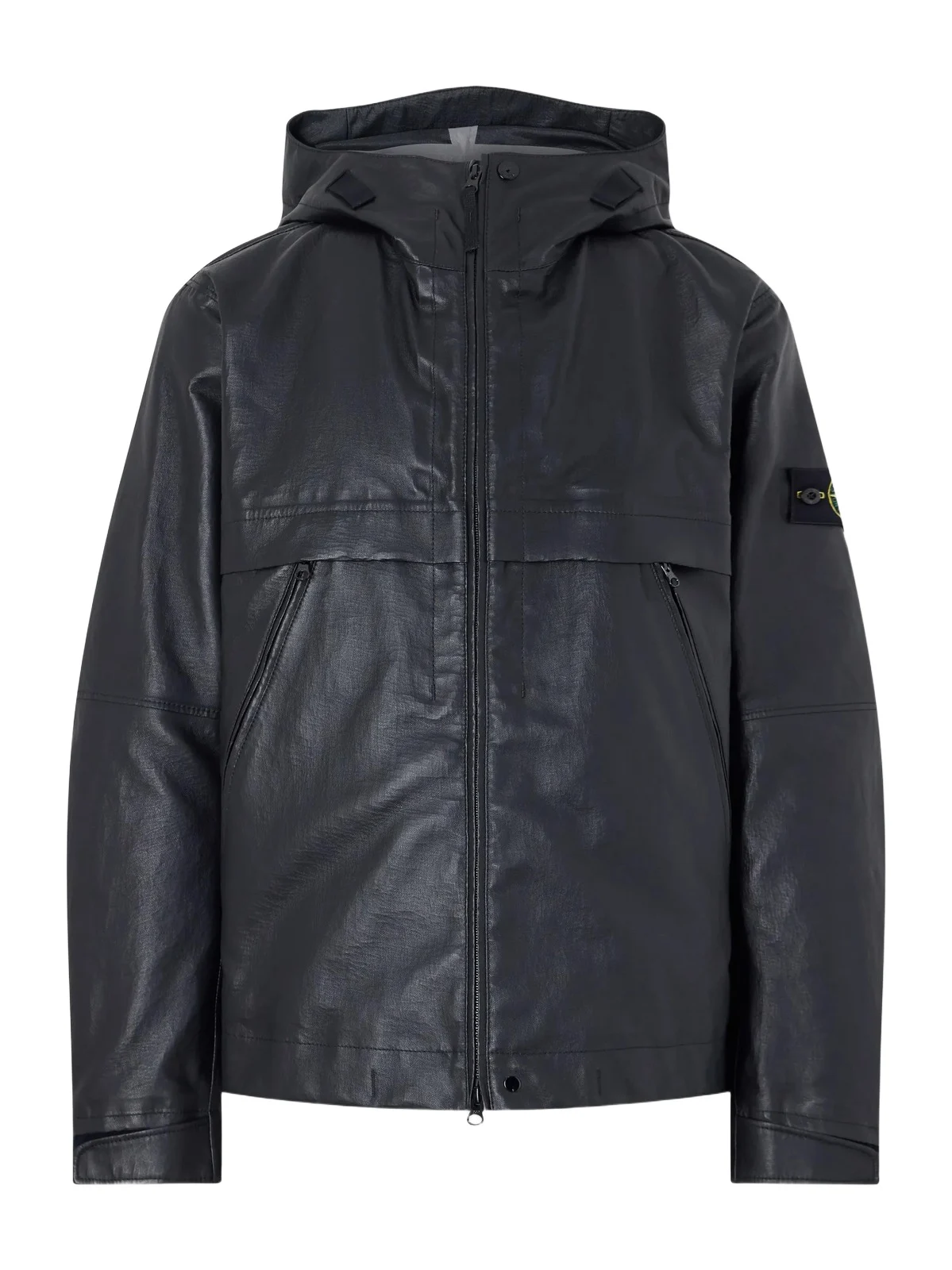 Stone Island Hooded Leather-Organza Jacket - Men