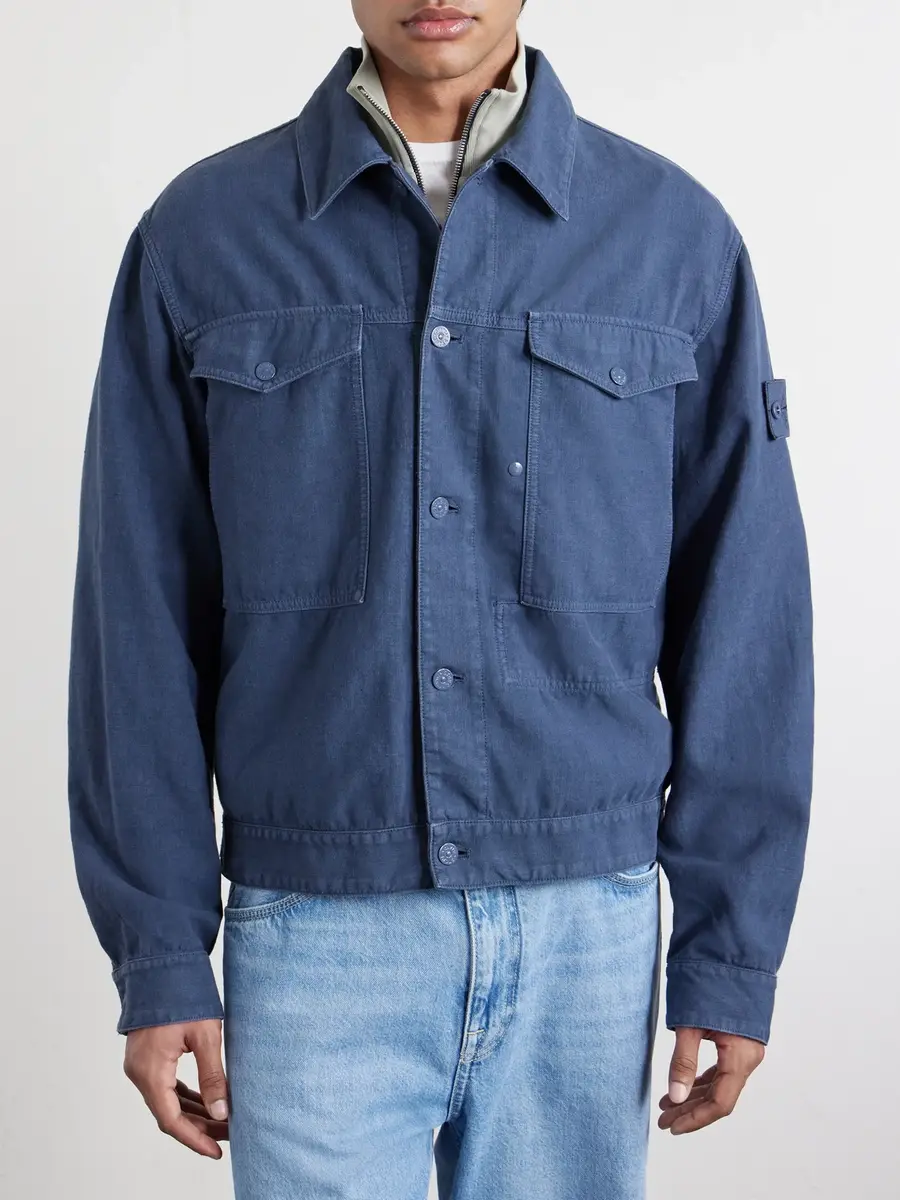 Stone Island GHOST Linen-Blend Trucker Jacket - Men | Thumbnail 3 Stone Island GHOST Linen-Blend Trucker Jacket - Men | Thumbnail 3