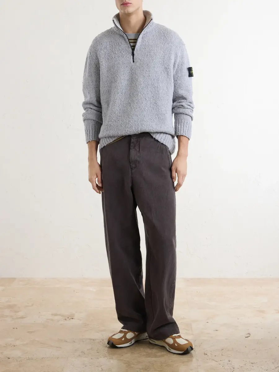 Stone Island Speckled Wool and Nylon-Blend Half-Zip Sweater - Men | Thumbnail 2 Stone Island Speckled Wool and Nylon-Blend Half-Zip Sweater - Men | Thumbnail 2