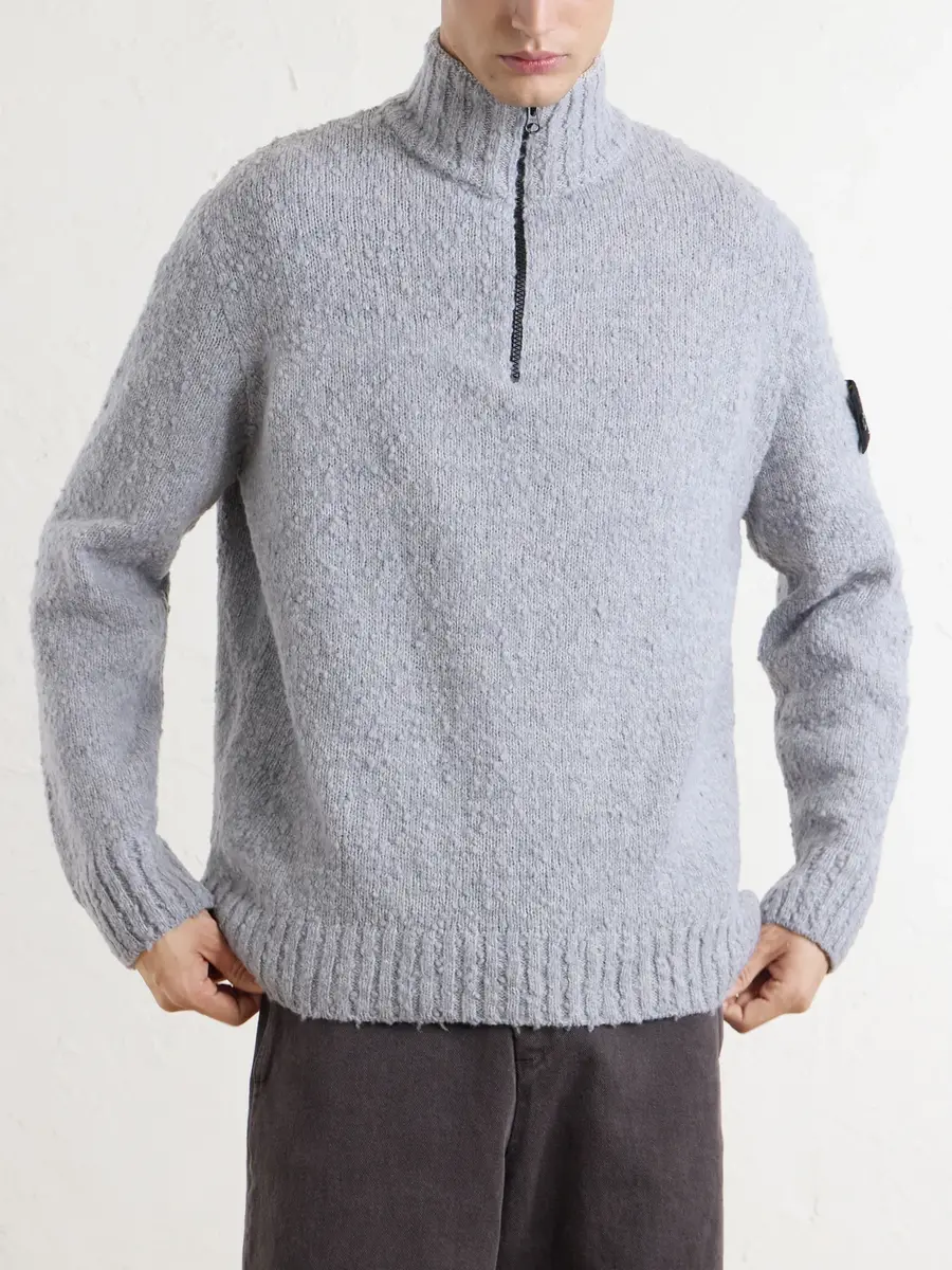 Stone Island Speckled Wool and Nylon-Blend Half-Zip Sweater - Men | Thumbnail 3 Stone Island Speckled Wool and Nylon-Blend Half-Zip Sweater - Men | Thumbnail 3