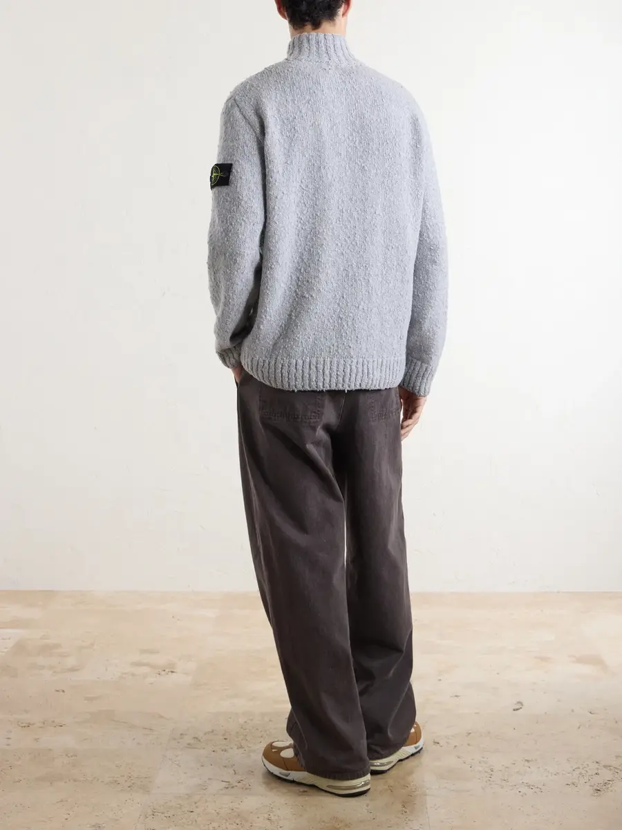 Stone Island Speckled Wool and Nylon-Blend Half-Zip Sweater - Men | Thumbnail 4 Stone Island Speckled Wool and Nylon-Blend Half-Zip Sweater - Men | Thumbnail 4