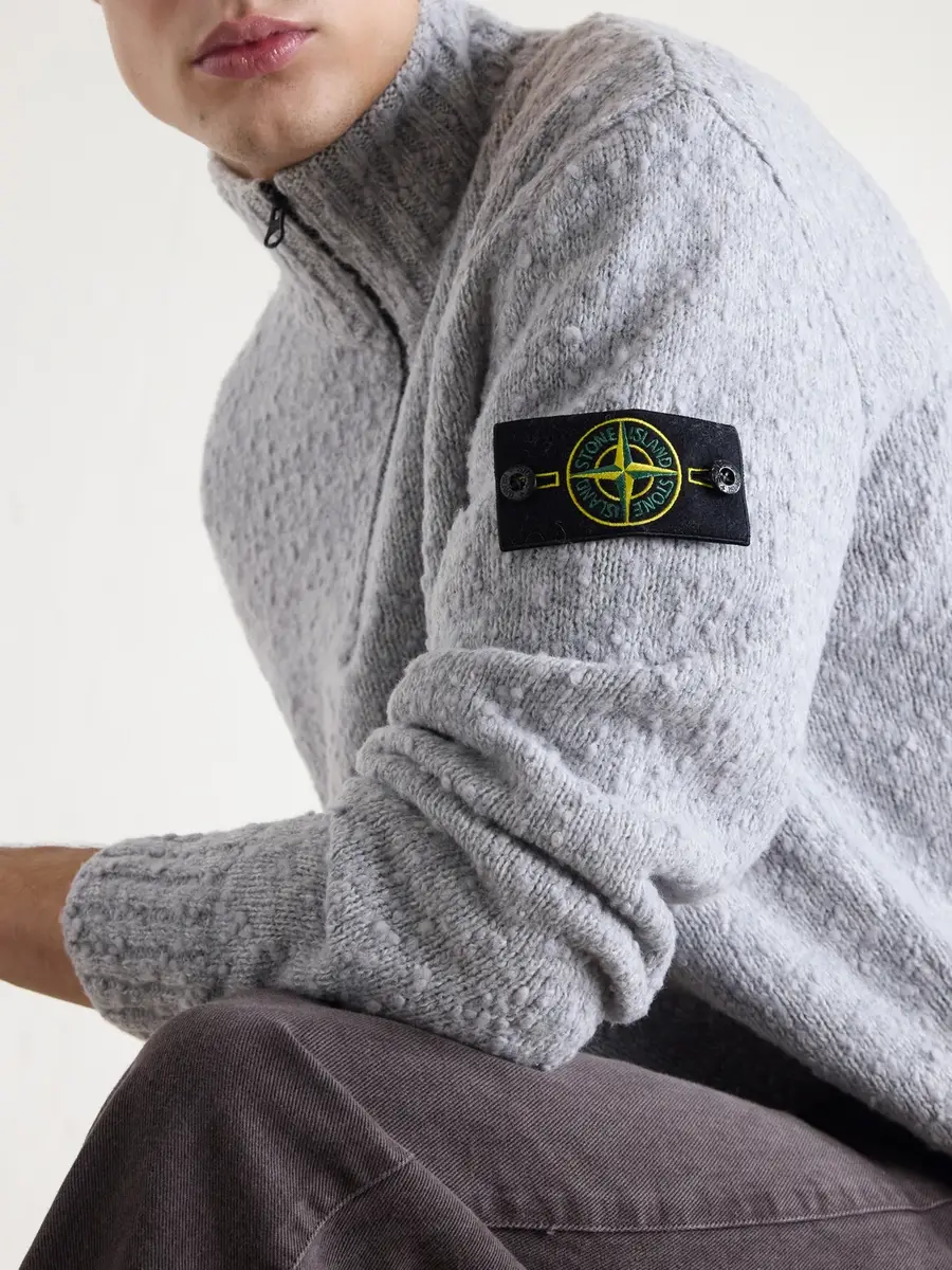 Stone Island Speckled Wool and Nylon-Blend Half-Zip Sweater - Men | Thumbnail 5 Stone Island Speckled Wool and Nylon-Blend Half-Zip Sweater - Men | Thumbnail 5
