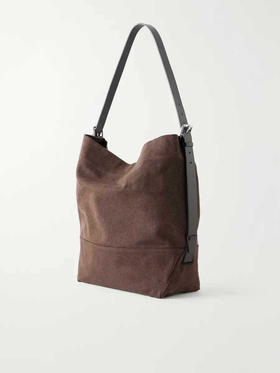 Lemaire Leather-Trimmed Canvas Tote Bag - Men | Thumbnail 4