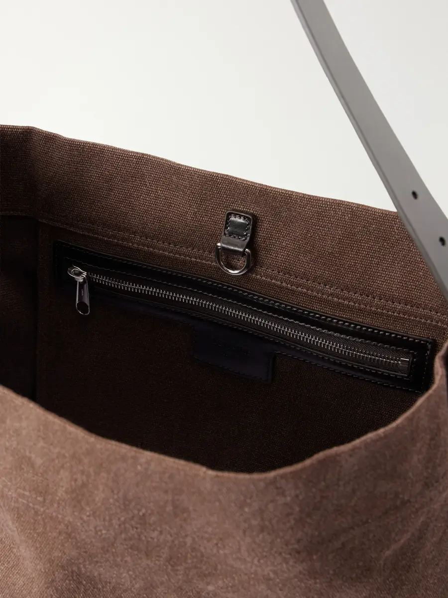 Lemaire Leather-Trimmed Canvas Tote Bag - Men | Thumbnail 6