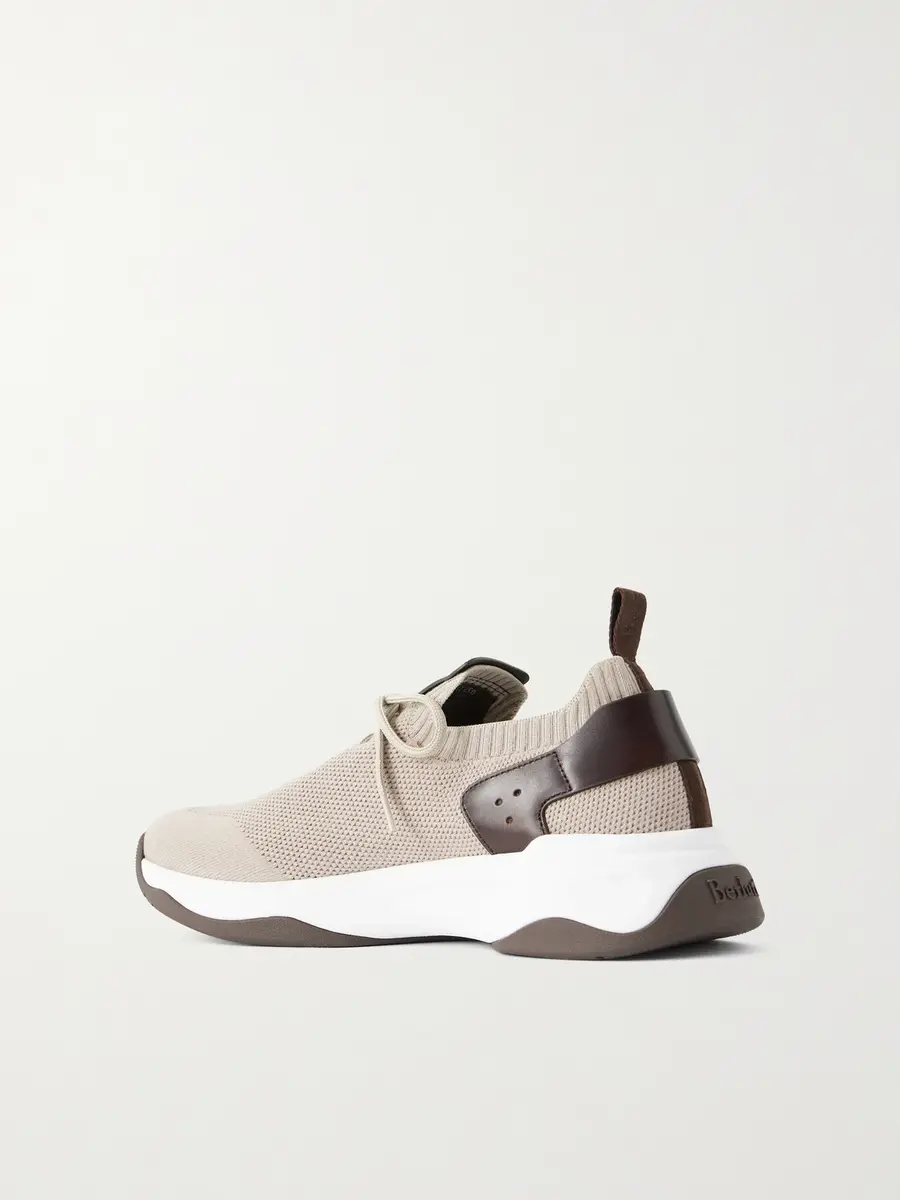 Berluti Shadow Leather-Trimmed Stretch-Knit Sneakers - Men | Thumbnail 4 Berluti Shadow Leather-Trimmed Stretch-Knit Sneakers - Men | Thumbnail 4