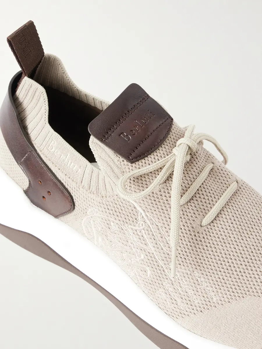 Berluti Shadow Leather-Trimmed Stretch-Knit Sneakers - Men | Thumbnail 5 Berluti Shadow Leather-Trimmed Stretch-Knit Sneakers - Men | Thumbnail 5