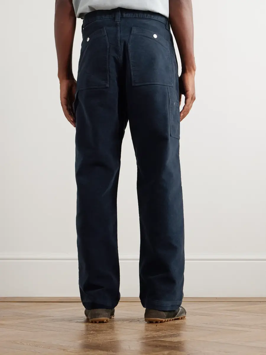 Stone Island Straight-Leg Organic Cotton-Moleskin Trousers - Men | Thumbnail 4