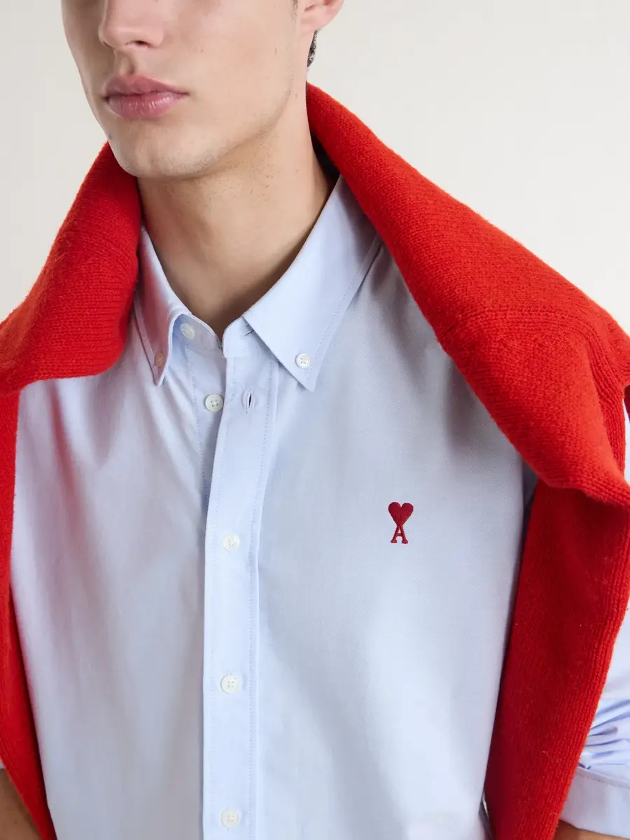 AMI PARIS Logo-Embroidered Cotton Oxford Shirt - Men | Thumbnail 5